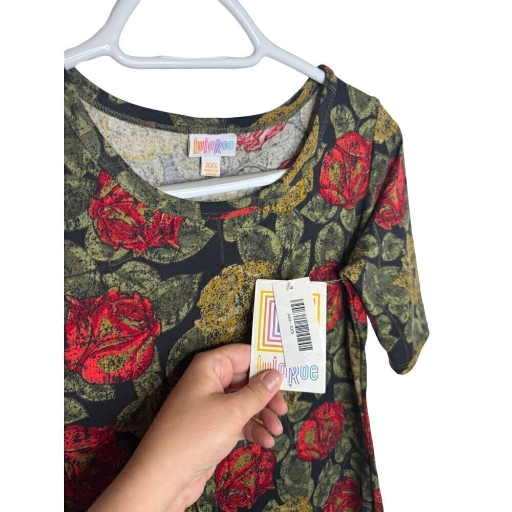 NWT LuLaRoe Floral Julia Dress Green XXS - Picture 2 of 4